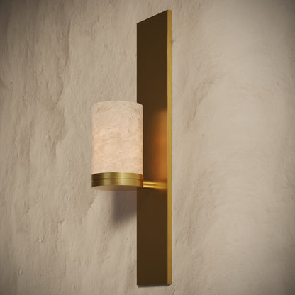 Perluna Alabaster IP44 LED Wall Sconce Light Brushed Gold 550mm