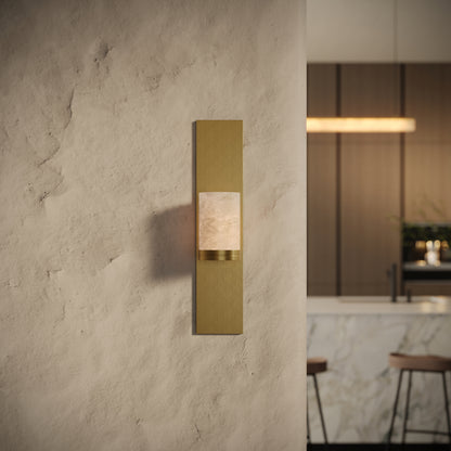 Perluna Alabaster IP44 LED Wall Sconce Light Brushed Gold 550mm