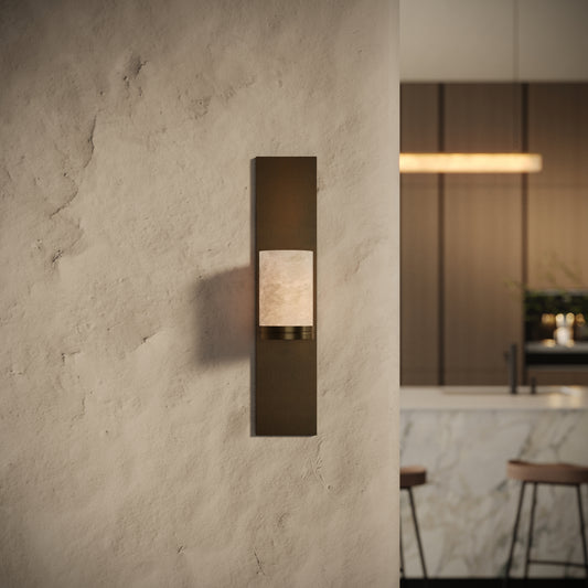 Perluna Alabaster LED Wall Sconce Light Burnished Brass 550mm