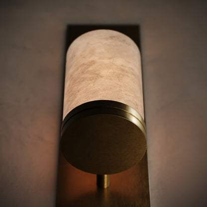 Perluna Alabaster LED Wall Sconce Light Burnished Brass 550mm