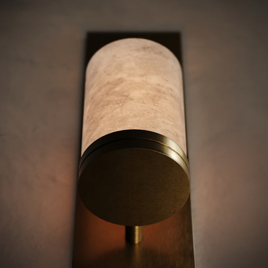 Perluna Alabaster LED Wall Sconce Light Burnished Brass 550mm
