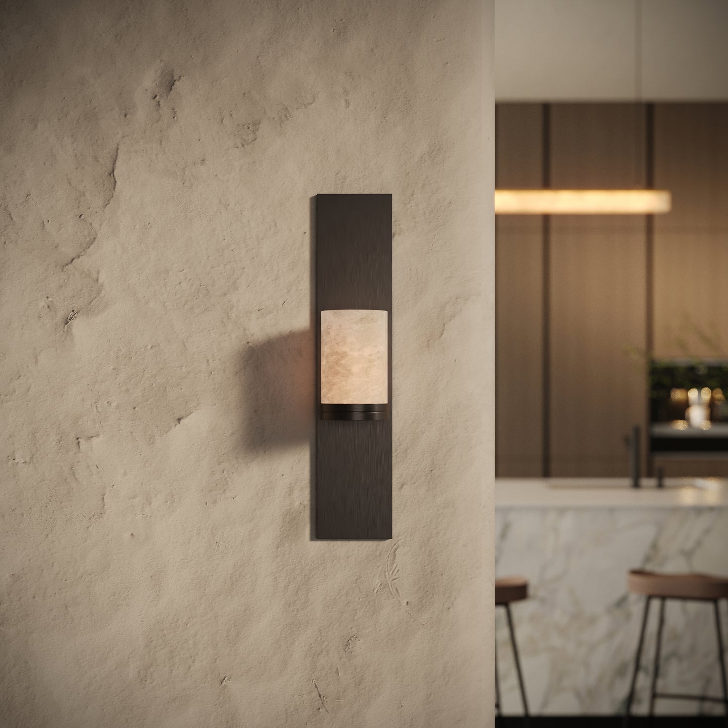 Perluna Alabaster LED Wall Sconce Light Deep Bronze 550mm