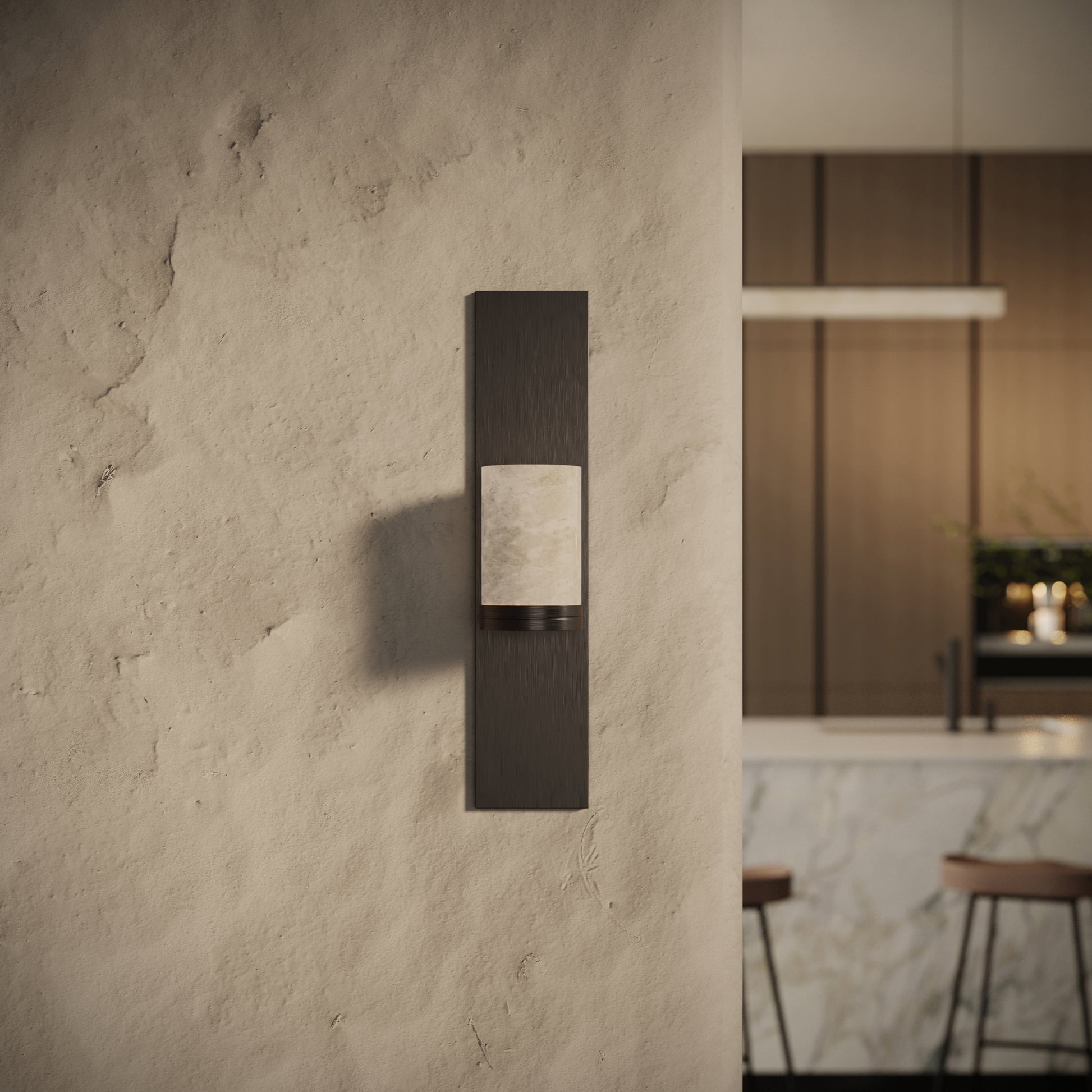 Perluna Alabaster LED Wall Sconce Light Deep Bronze 550mm