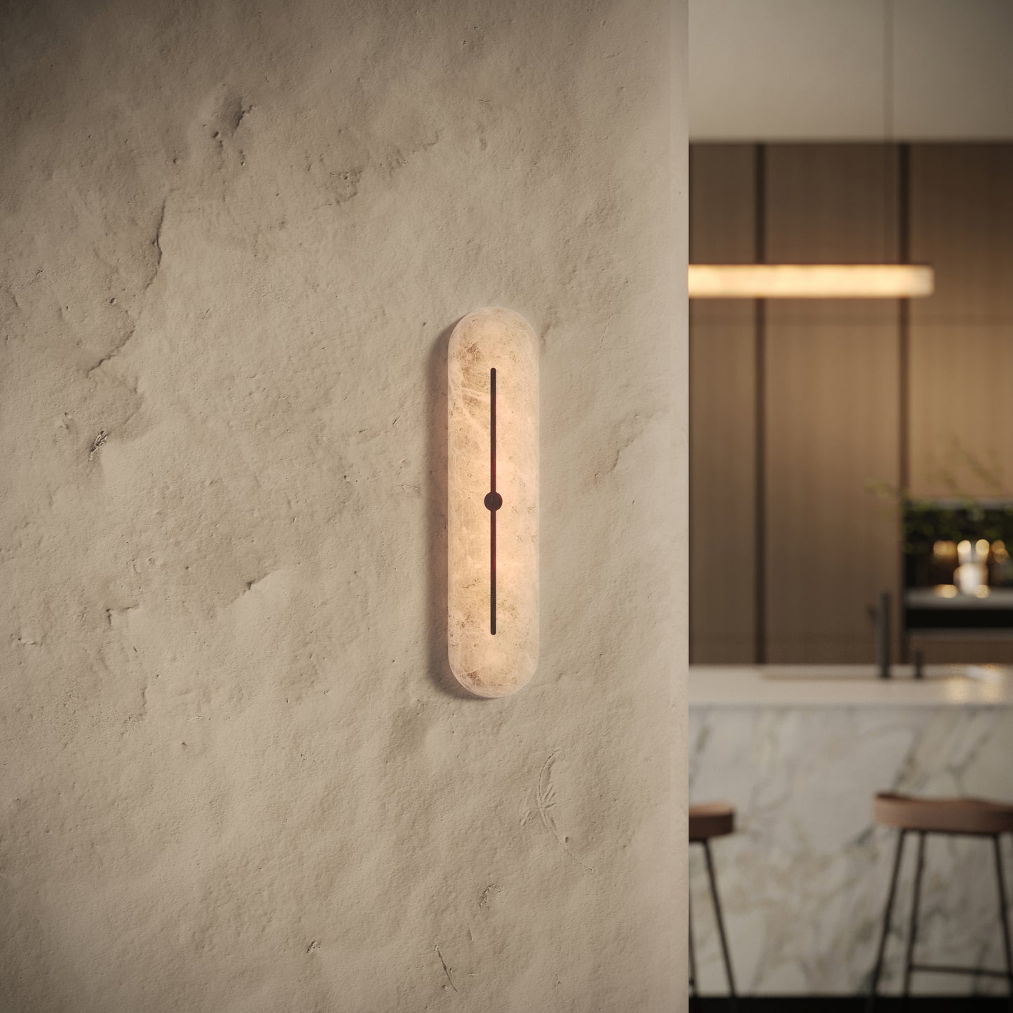 Illumia Alabaster IP44 LED Wall Sconce Light Deep Bronze 450mm