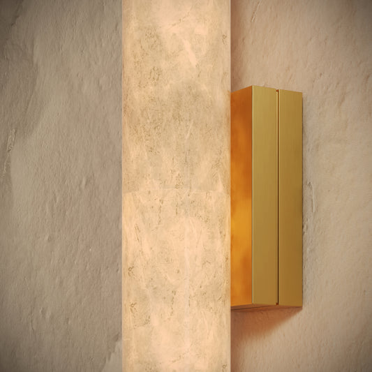Alabastro Alabaster LED Wall Sconce Light With Brushed Gold Fittings 400mm