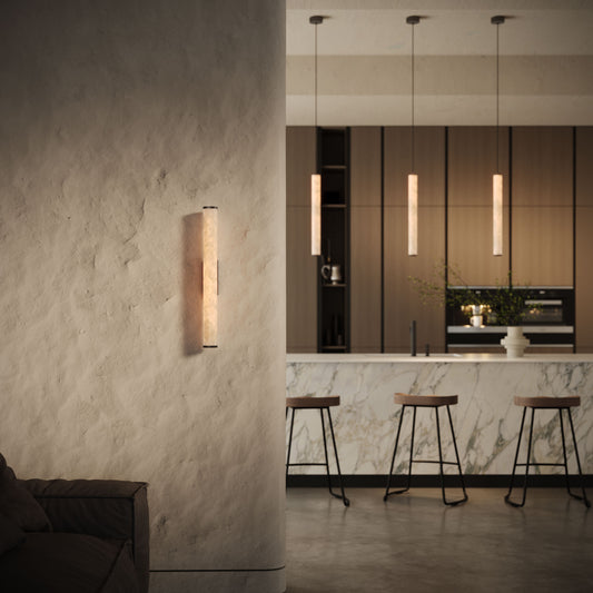 Alabastro Alabaster LED Wall Sconce Light With Deep Bronze Fittings 600mm