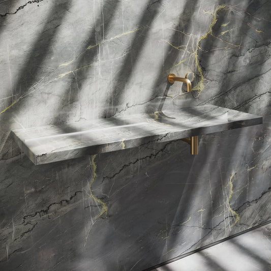 Levitare Amazon Blue Marble Ultra Thin Wall Mounted Basin 1200mm (Offset Waste)