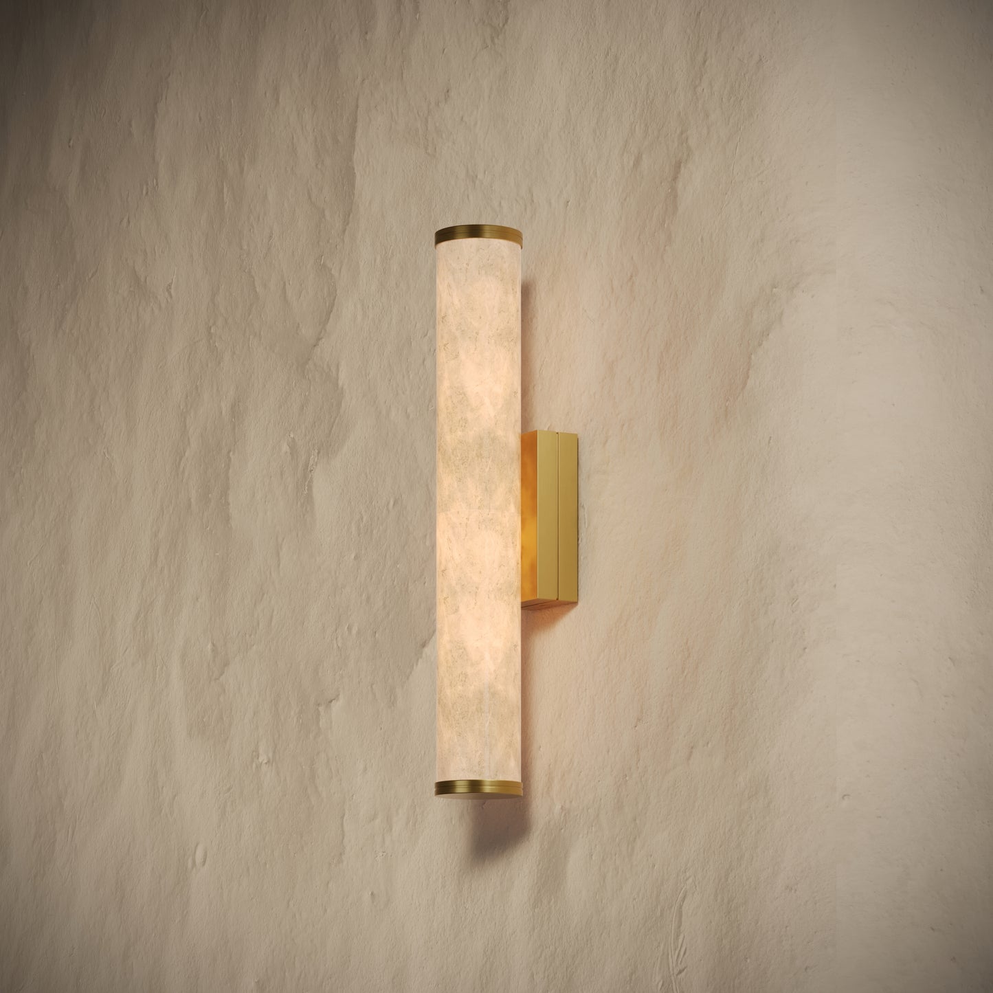 Alabastro Alabaster LED IP44 Wall Sconce Light With Brushed Gold Fittings 400mm