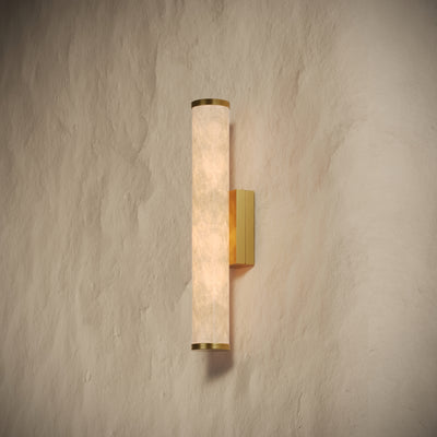 Alabastro Alabaster LED IP44 Wall Sconce Light With Brushed Gold Fittings 400mm