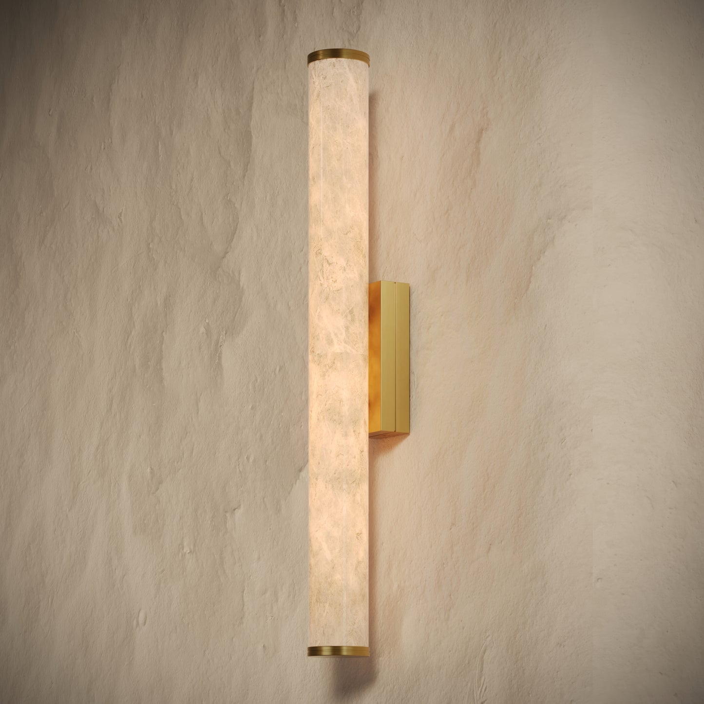 Alabastro Alabaster LED IP44 Wall Sconce Light With Brushed Gold Fittings 600mm
