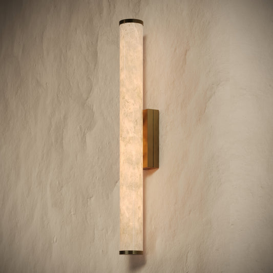 Alabastro Alabaster LED Wall Sconce Light with Burnished Brass Fittings 600mm