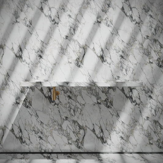 Levitare Arabescato Marble Ultra Thin Wall Mounted Basin 1200mm (Offset Waste)