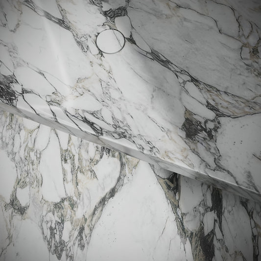 Levitare Arabescato Marble Ultra Thin Wall Mounted Basin 1200mm (Offset Waste)