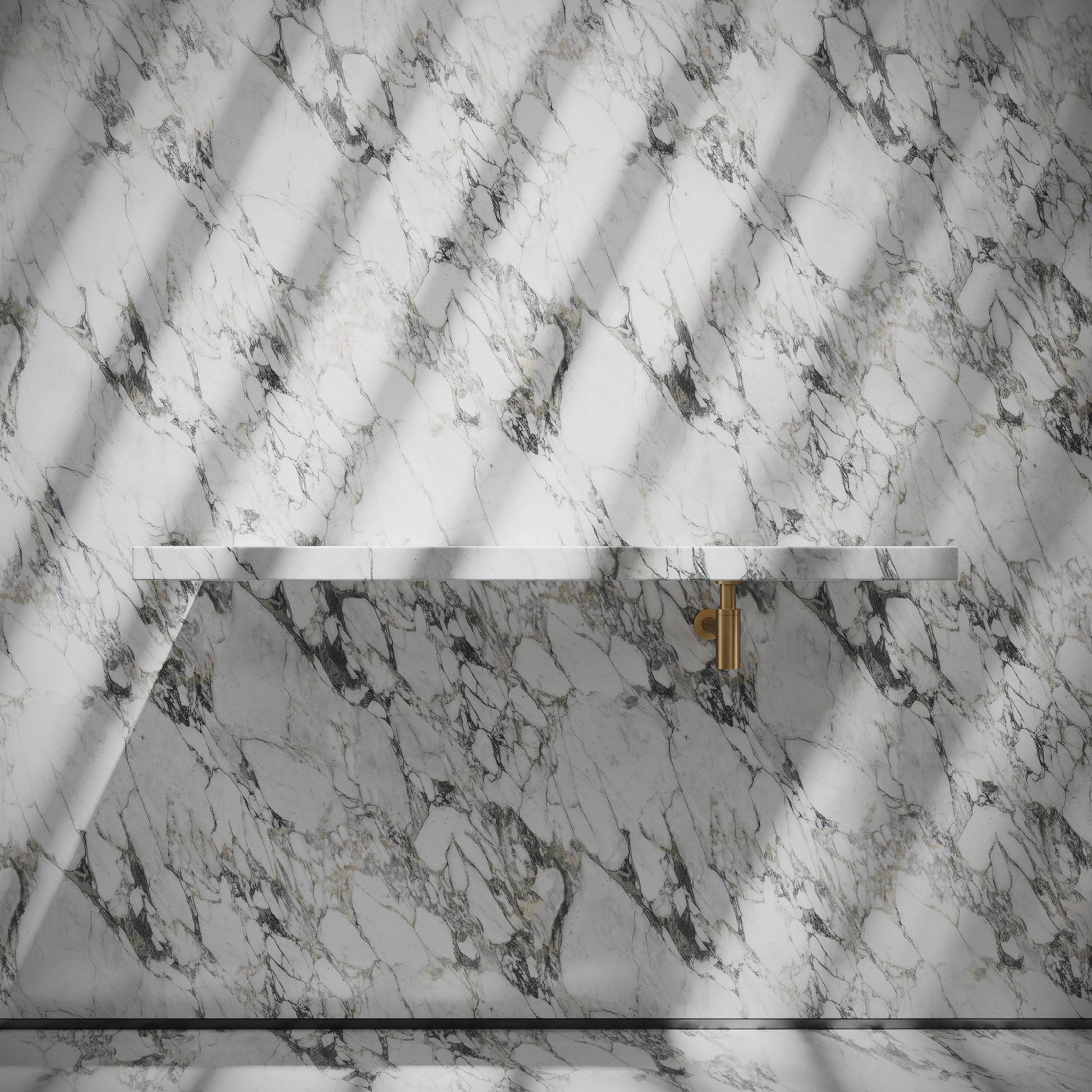 Levitare Arabescato Marble Ultra Thin Wall Mounted Basin 1200mm (Offset Waste)