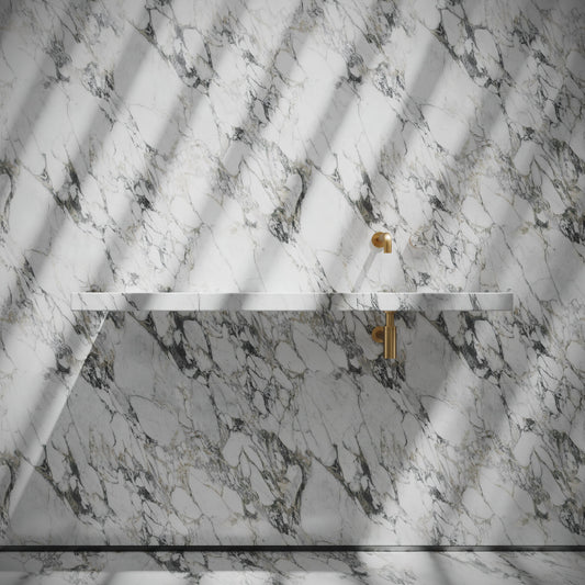 Levitare Arabescato Marble Ultra Thin Wall Mounted Basin 1200mm (Offset Waste)