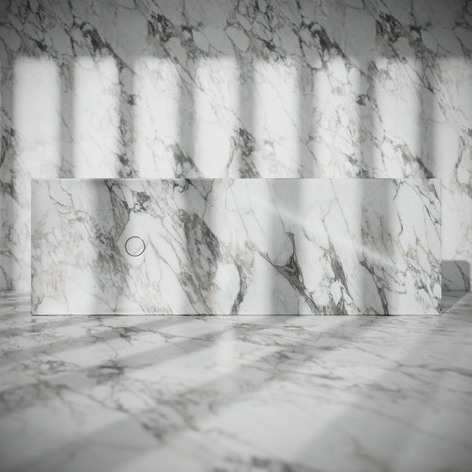 Levitare Arabescato Marble Ultra Thin Wall Mounted Basin 1200mm (Offset Waste)