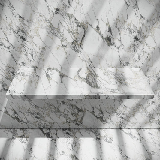 Levitare Arabescato Marble Ultra Thin Wall Mounted Basin 1200mm (Offset Waste)