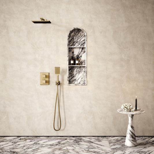 Arco Arabescato Marble Arched Bathroom Shower Niche 300mm