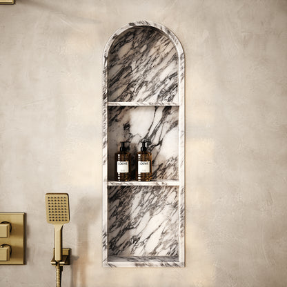 Arco Arabescato Marble Arched Bathroom Shower Niche 300mm