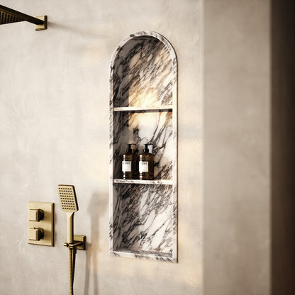 Arco Arabescato Marble Arched Bathroom Shower Niche 300mm