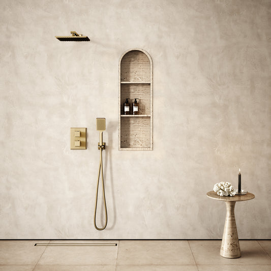 Arco Travertine Stone Arched Bathroom Shower Niche 300mm