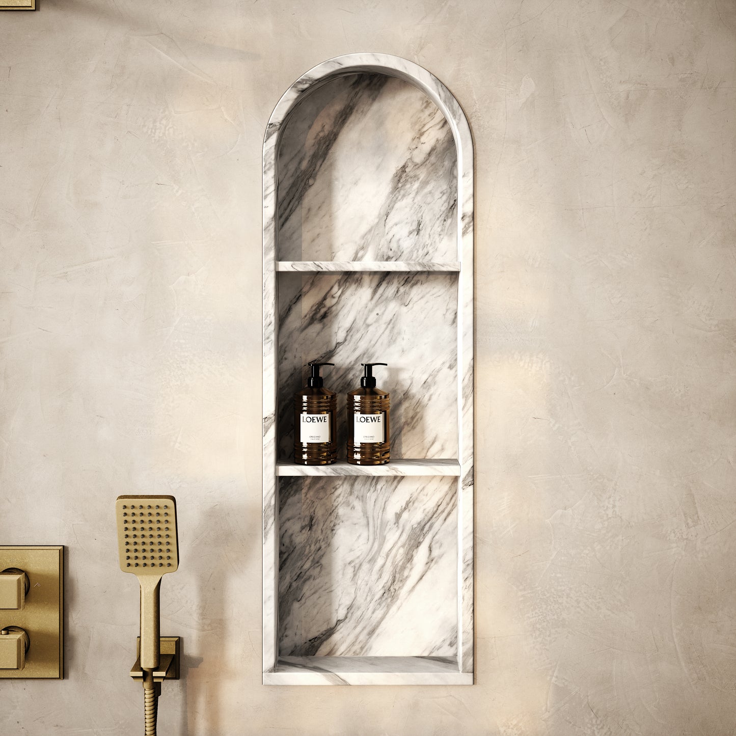 Arco Volakas Marble Arched Bathroom Shower Niche 300mm