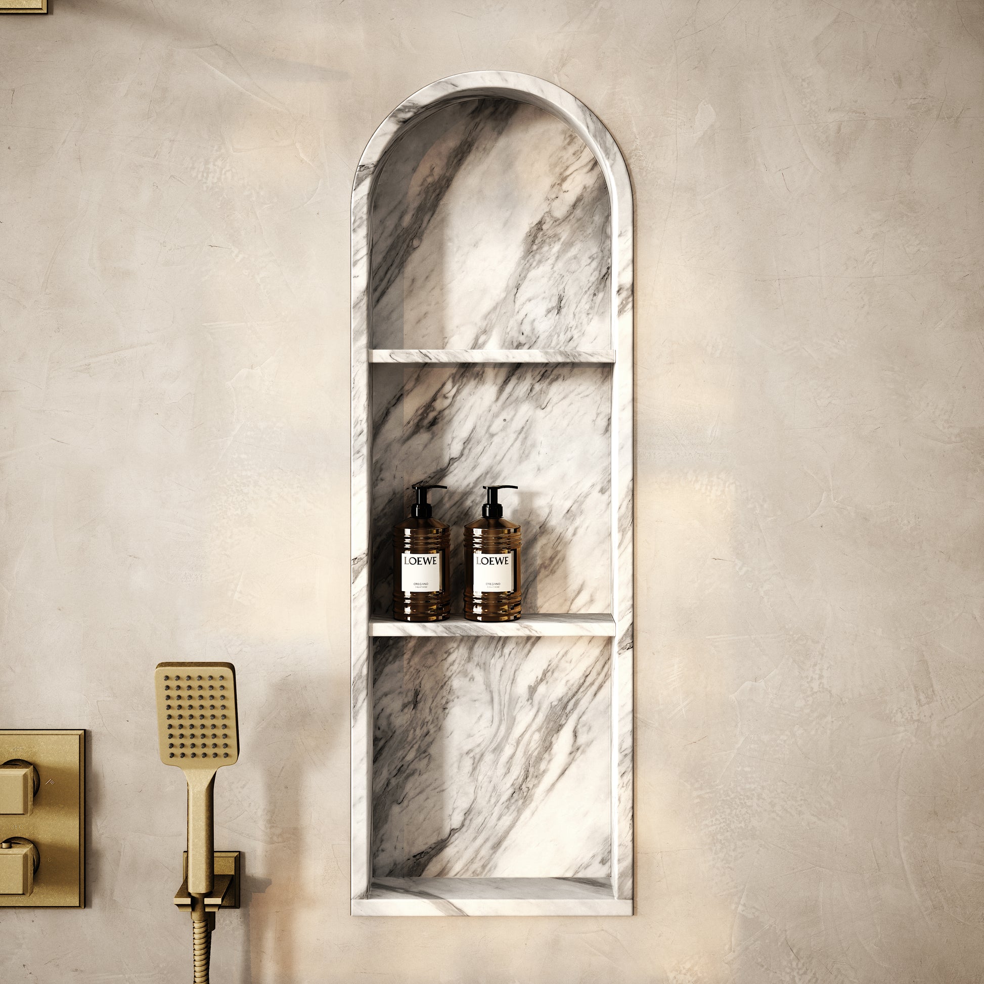 Arco Volakas Marble Arched Bathroom Shower Niche 300mm