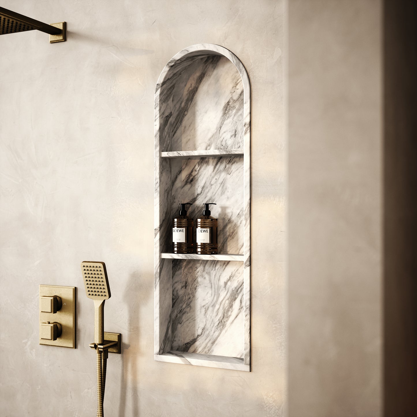 Arco Volakas Marble Arched Bathroom Shower Niche 300mm