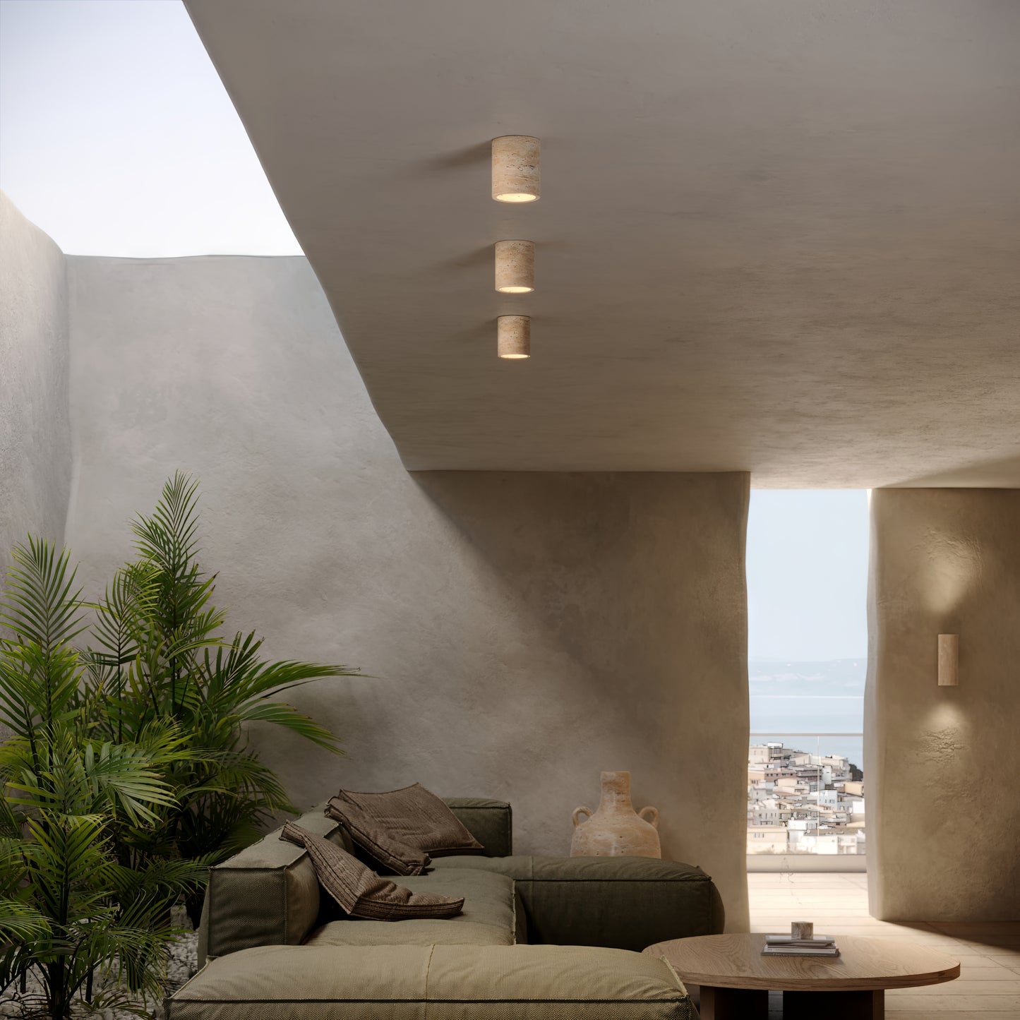 Aurelia Travertine Round Ceiling Light 100mm