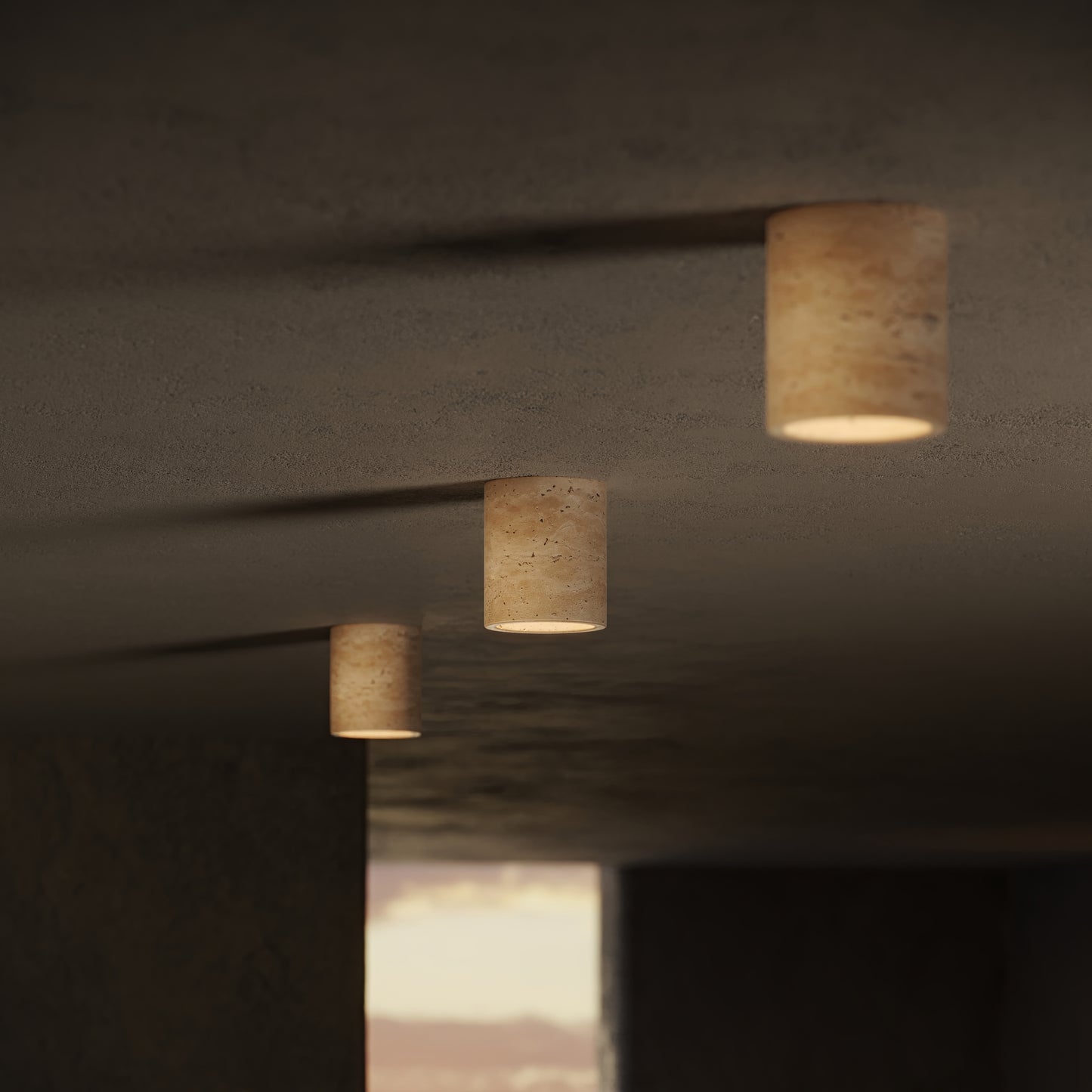 Aurelia Travertine Round Ceiling Light 100mm
