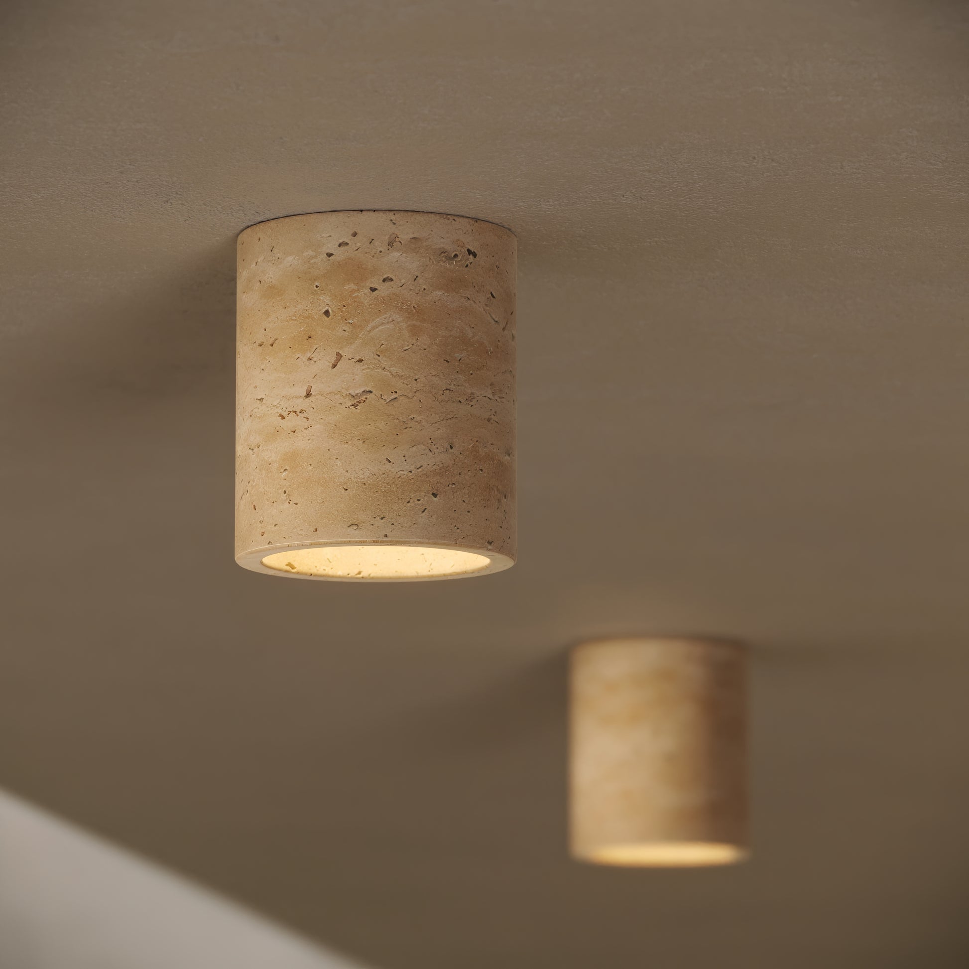 Aurelia Travertine Round Ceiling Light 100mm