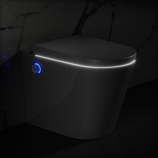 Intellismart Back To Wall Rimless Bidet Toilet with Concealed Cistern and Brushed Stainless Flush Plate