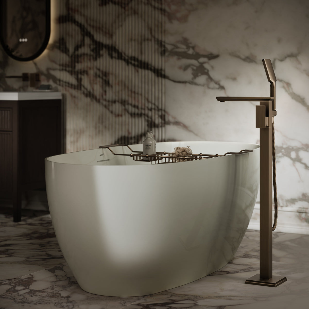 Baroque Brushed Bronze Floorstanding Bath Shower Mixer Tap