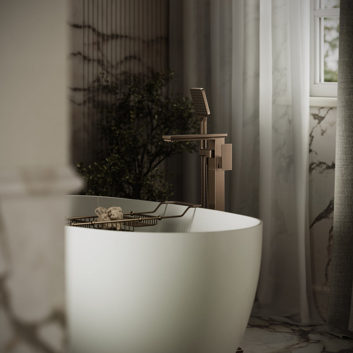 Baroque Brushed Bronze Floorstanding Bath Shower Mixer Tap