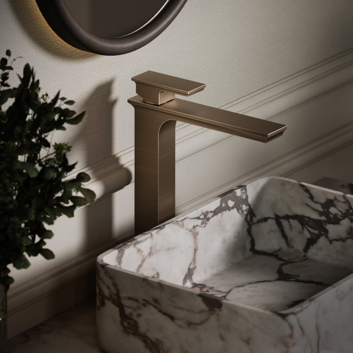 Baroque Brushed Bronze Monobloc Tall Basin Mixer Tap