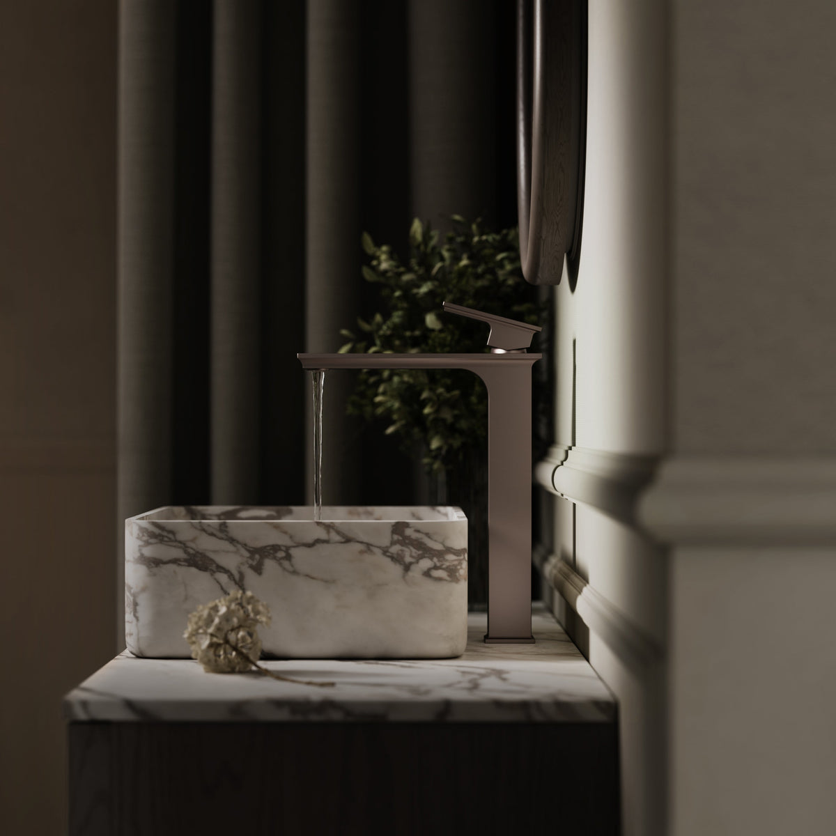 Baroque Deep Bronze Monobloc Tall Basin Mixer Tap