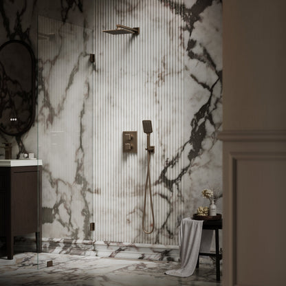 Baroque Brushed Bronze Thermostatic Shower with Handheld Shower