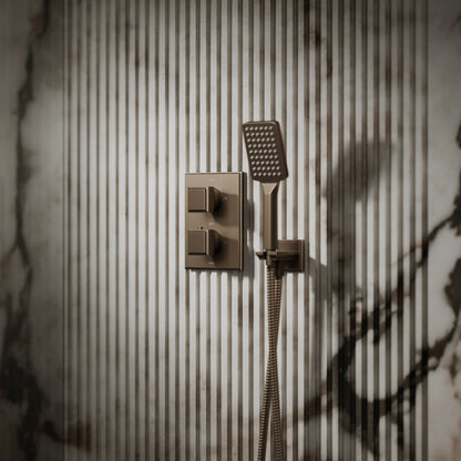 Baroque Brushed Bronze Thermostatic Shower with Handheld Shower