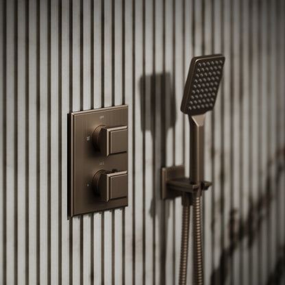 Baroque Brushed Bronze Thermostatic Shower with Handheld Shower