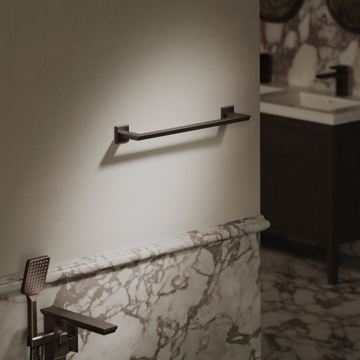 Baroque Deep Bronze Towel Bar Rail 523mm