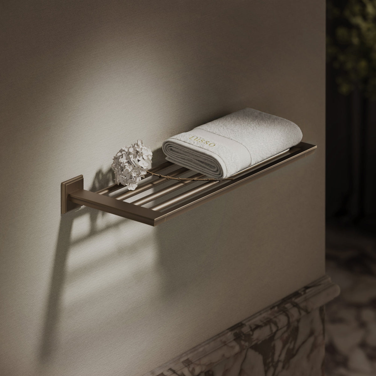 Baroque Brushed Bronze Towel Shelf