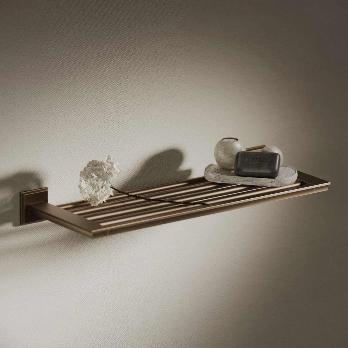 Baroque Brushed Bronze Towel Shelf