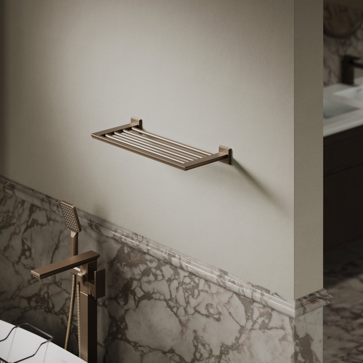 Baroque Brushed Bronze Towel Shelf