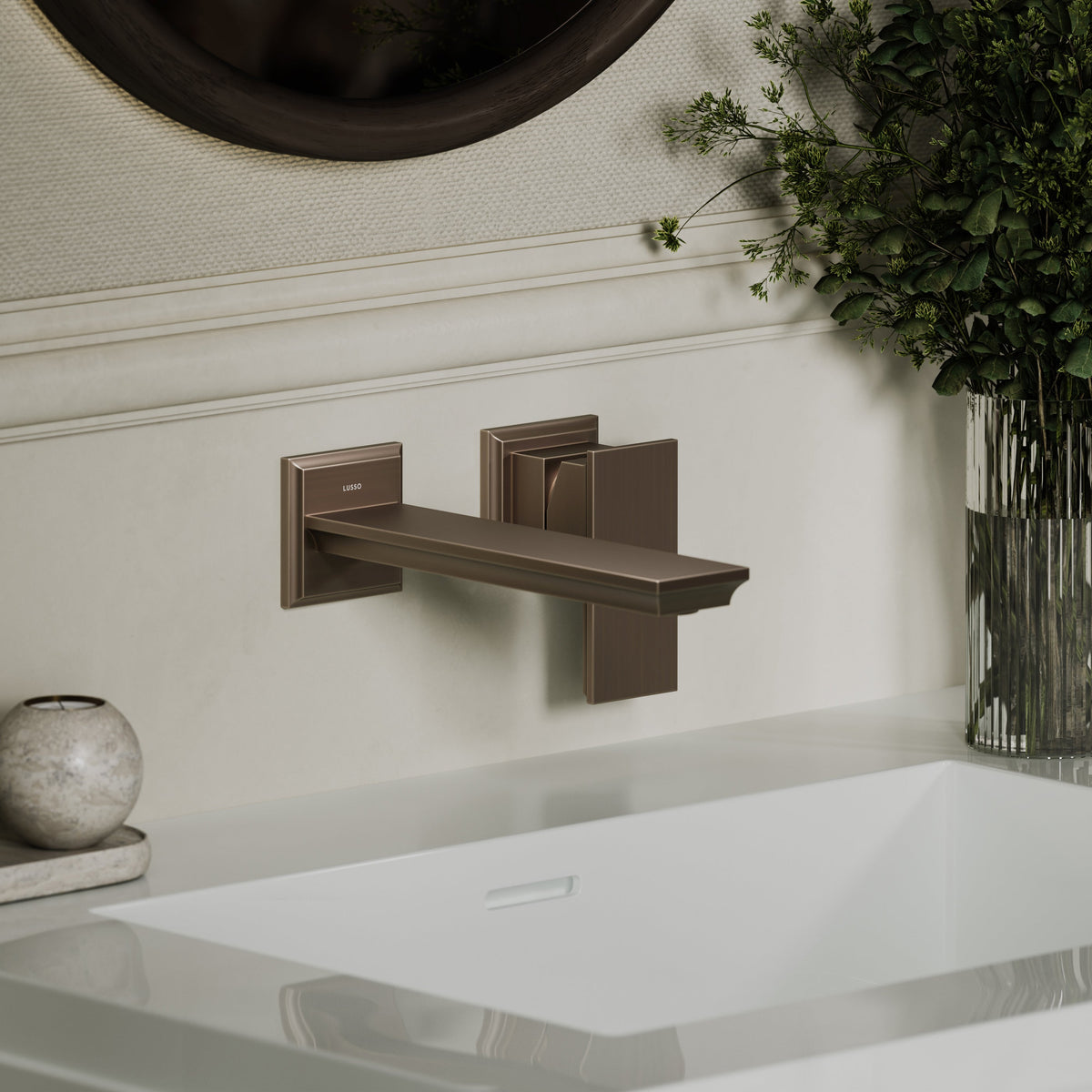 Baroque Brushed Bronze Wall Mounted Basin Mixer Tap V2