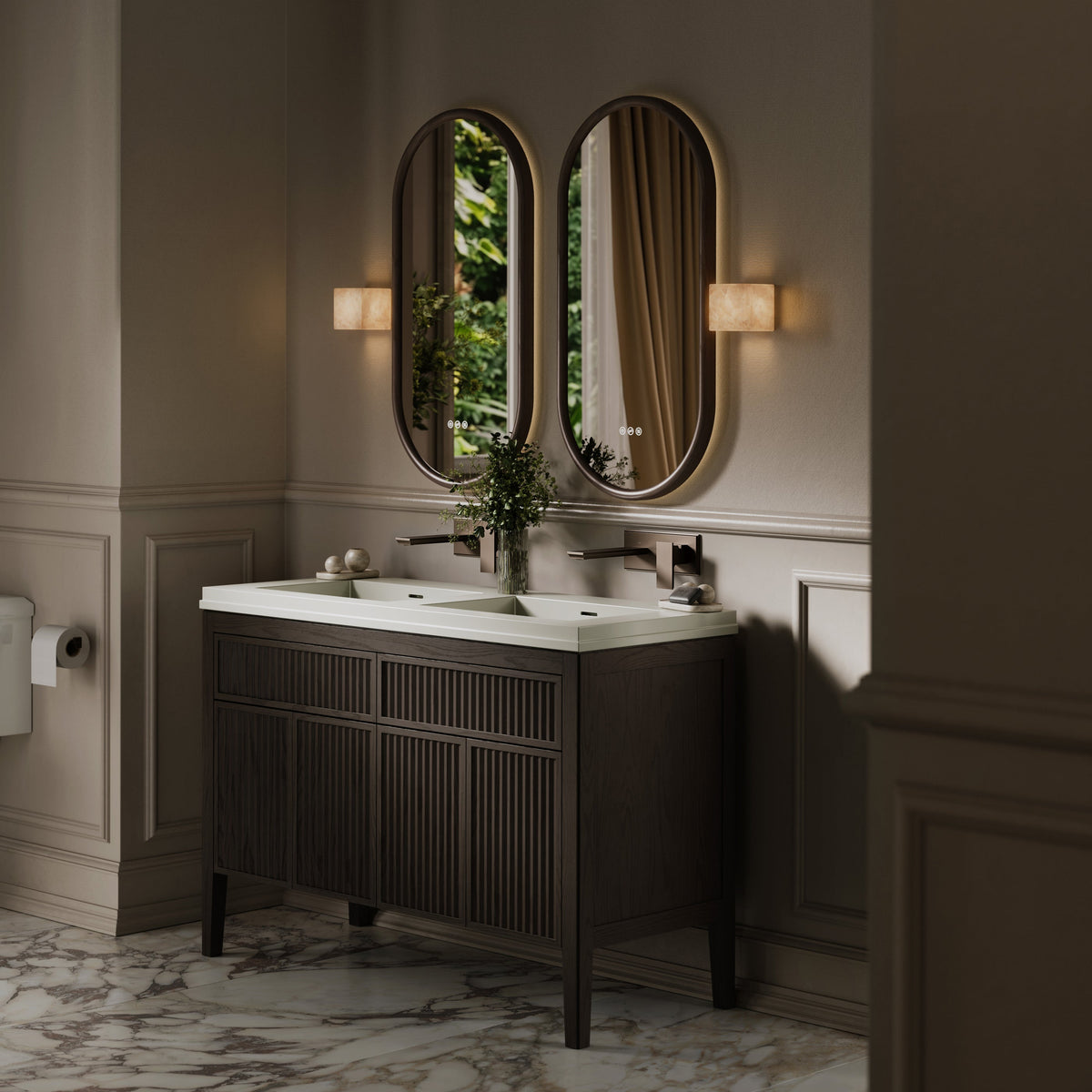 Baroque Brushed Bronze Wall Mounted Basin Mixer Tap