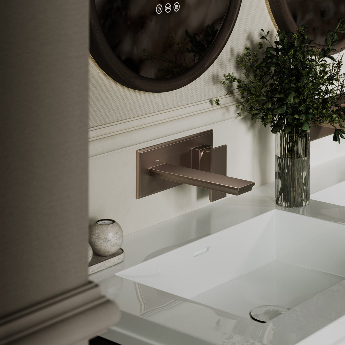 Baroque Brushed Bronze Wall Mounted Basin Mixer Tap