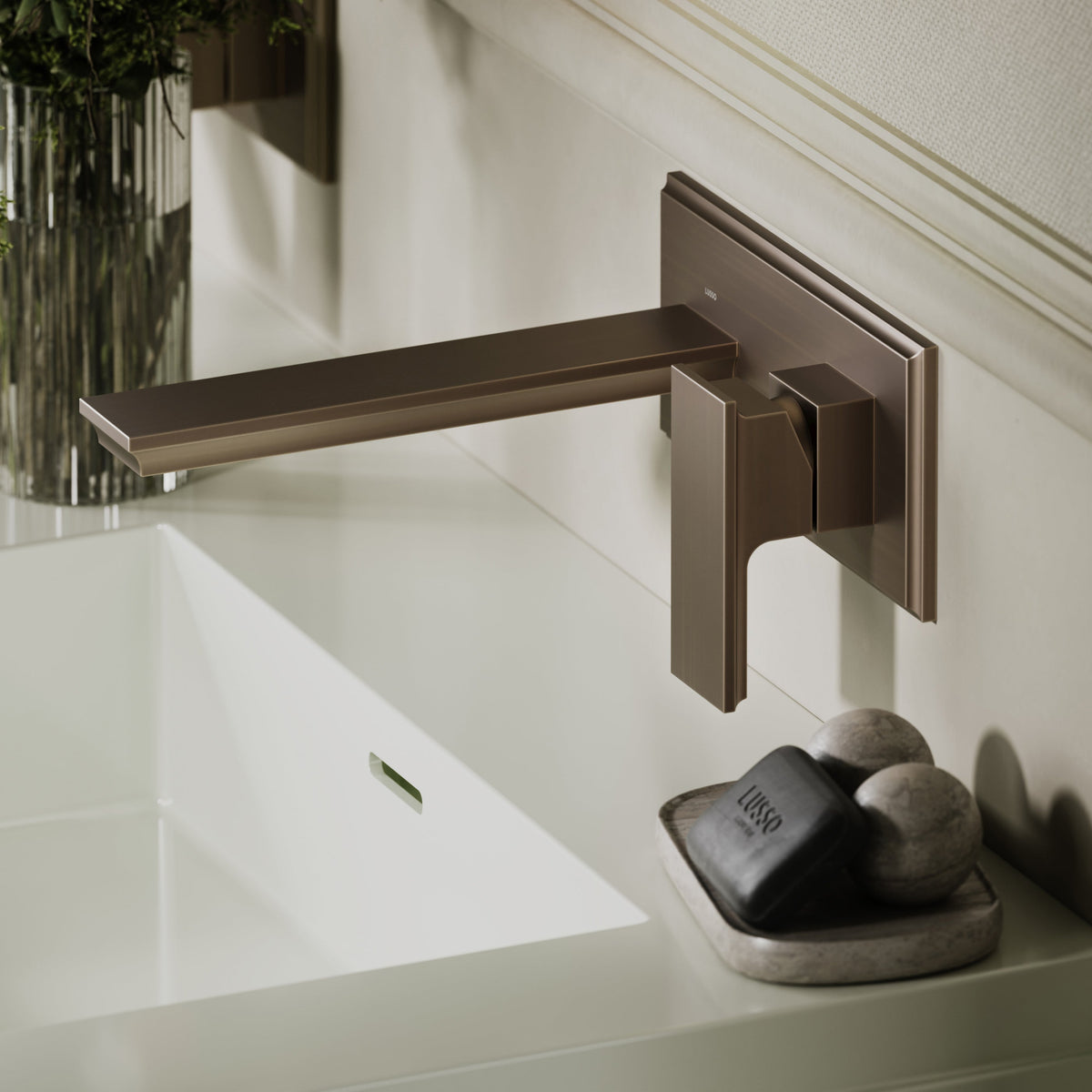 Baroque Brushed Bronze Wall Mounted Basin Mixer Tap
