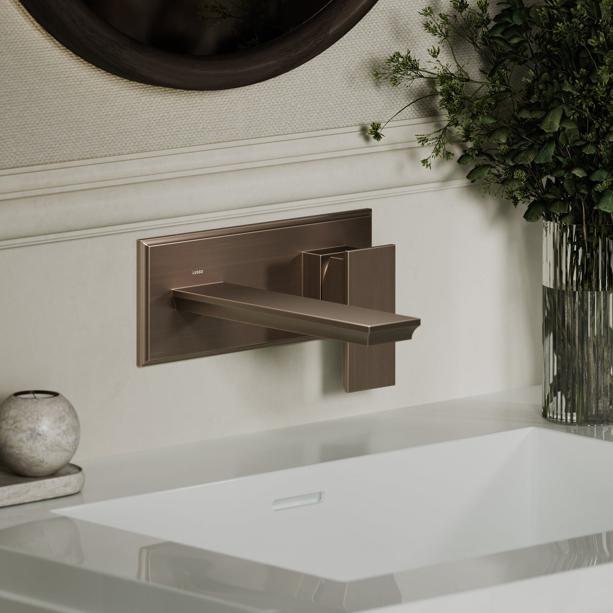 Baroque Brushed Bronze Wall Mounted Basin Mixer Tap