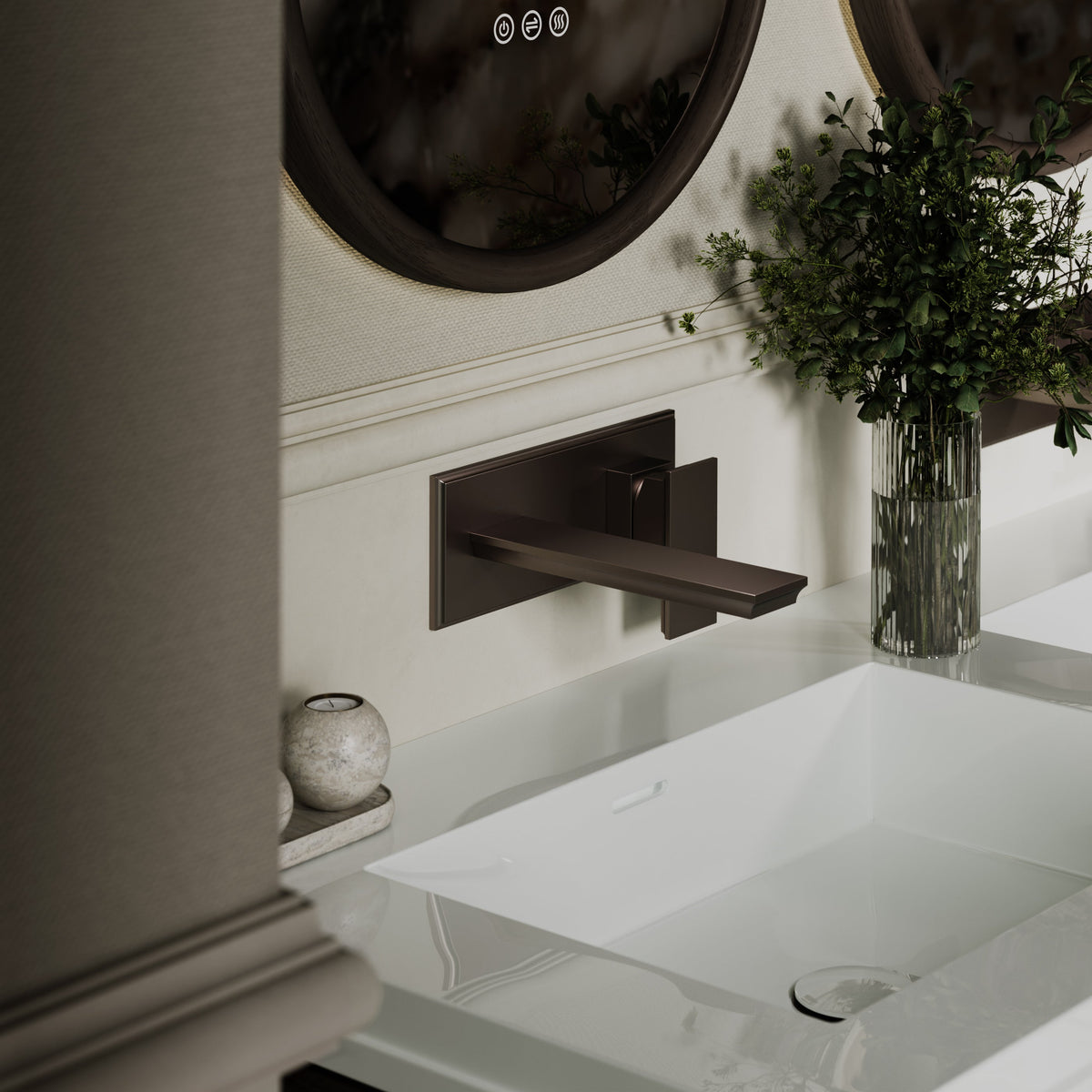 Baroque Deep Bronze Wall Mounted Basin Mixer Tap