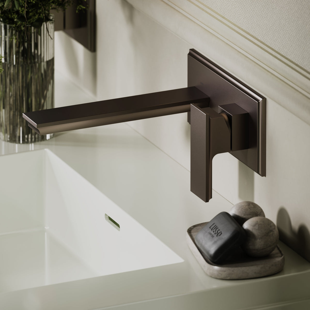 Baroque Deep Bronze Wall Mounted Basin Mixer Tap